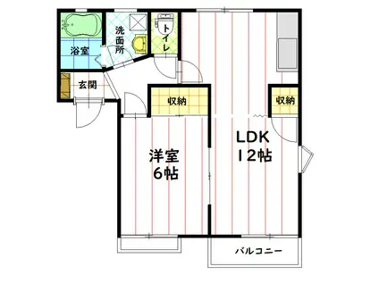 エステート伊勢宮 E棟(2DK/2階)の間取り写真