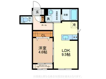 クオーレ(1LDK/2階)の間取り写真