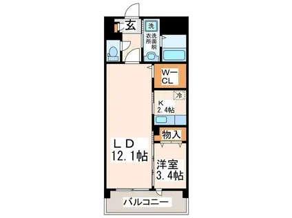 SOL LEVANTE 国府(1LDK/4階)の間取り写真