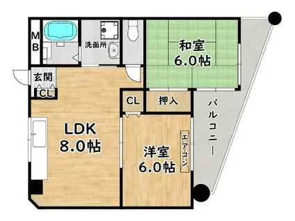 マンション春秋(2LDK/3階)の間取り写真