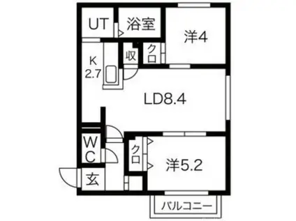 SAKURA(2LDK/2階)の間取り写真