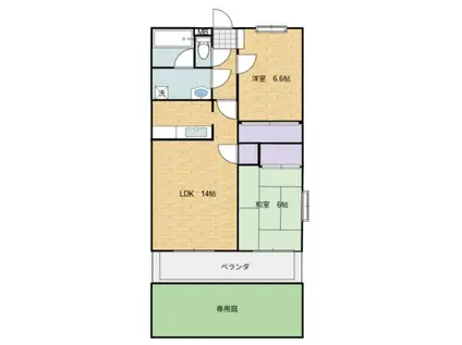 プレミール壱番館(2LDK/1階)の間取り写真