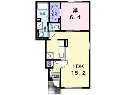 カルフールオリゾンII C(1LDK/1階)の間取り写真
