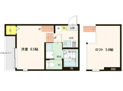 仙台市地下鉄東西線 荒井駅(宮城) 徒歩9分 2階建 築5年(1K/1階)の間取り写真