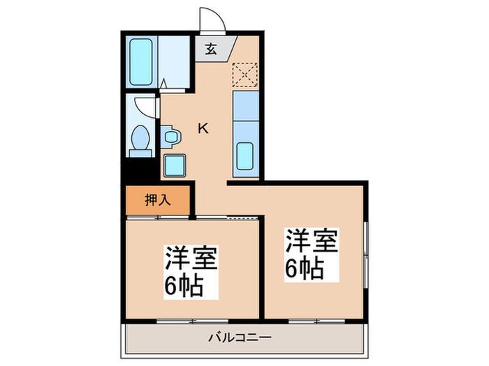 第一アサヒハイツ(2K/3階)の間取り写真