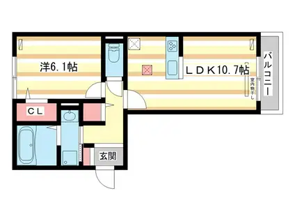 ラヴィベール(1LDK/1階)の間取り写真