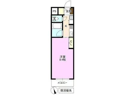 ワコーパレス善光寺下(1K/2階)の間取り写真