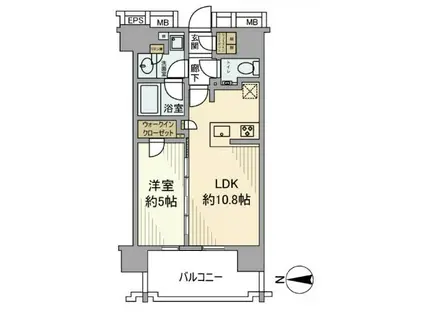 シティハウス千代田外神田(1LDK/4階)の間取り写真