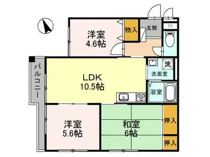 松本ハウス(3LDK/1階)の間取り写真