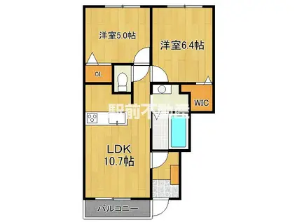 ヴァンクールB(2LDK/1階)の間取り写真