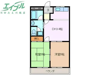 ストリートアート(2DK/1階)の間取り写真