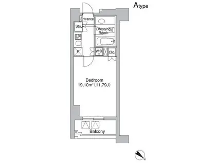 レジディア市ヶ谷II(1K/3階)の間取り写真
