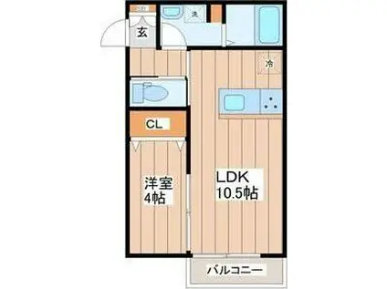 LINO小松島(1LDK/1階)の間取り写真