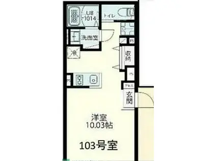 フォルスクラス四谷三丁目(ワンルーム/1階)の間取り写真