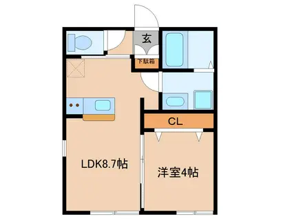 パーチェ成田(1LDK/1階)の間取り写真