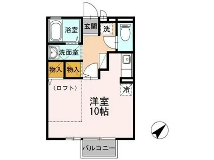 ツインズ・ワン(ワンルーム/2階)の間取り写真