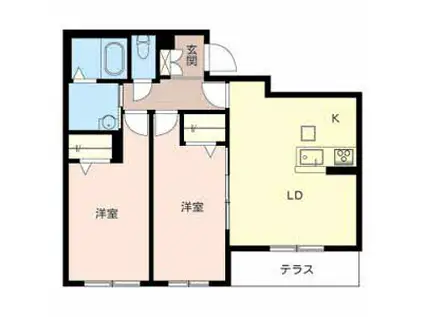 グランコート東加古川(2LDK/1階)の間取り写真
