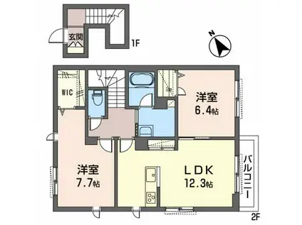 シャーメゾン・シオン(2LDK/2階)の間取り写真