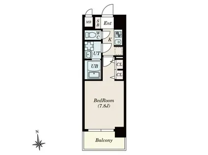 S-RESIDENCE桜本町AWESOME(1K/4階)の間取り写真