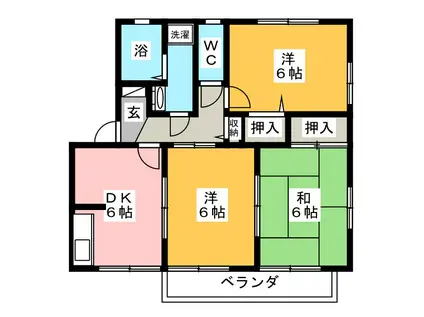 ジュセル稲木(3DK/2階)の間取り写真