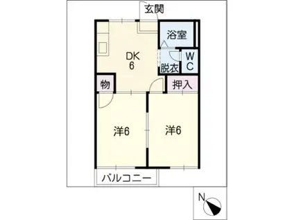 ボナール今本A(2DK/2階)の間取り写真
