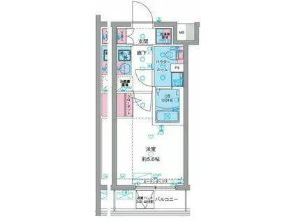ジェノヴィア天王台(1K/1階)の間取り写真
