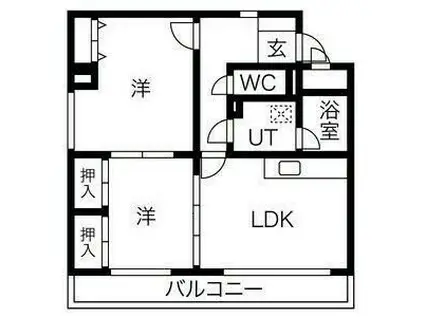 ジャスティ川島(2LDK/1階)の間取り写真