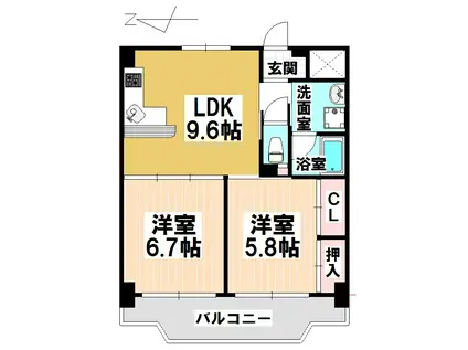 ラディアント柴田(2LDK/8階)の間取り写真
