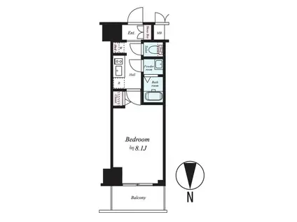 プレサンス谷町九丁目駅前(1K/4階)の間取り写真