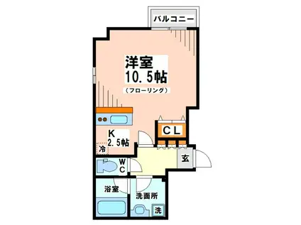 UPGレジデンス芦花公園(1K/2階)の間取り写真