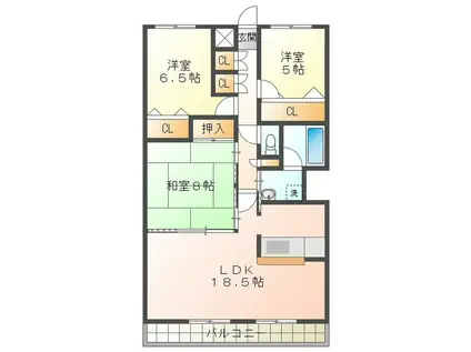 ドムス喜兵衛 宙の棟(3LDK/3階)の間取り写真