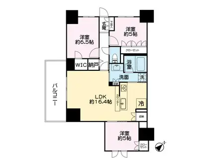 レーベン葵常磐町CAPITALTOWER(3LDK/15階)の間取り写真