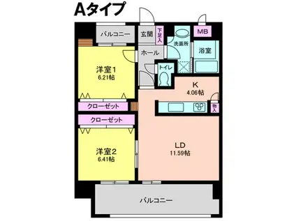 パークプレイス大手門(2LDK/5階)の間取り写真