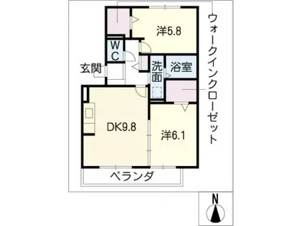 アーク五才美(2DK/1階)の間取り写真