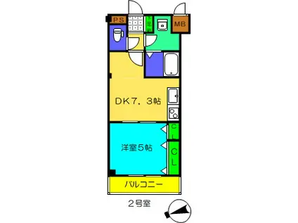 プランドール愛宕(1DK/2階)の間取り写真