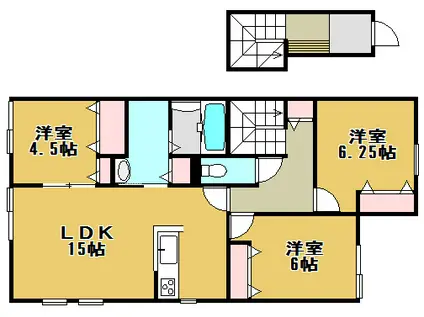 グリーンノートウトナイ北A(3LDK/2階)の間取り写真