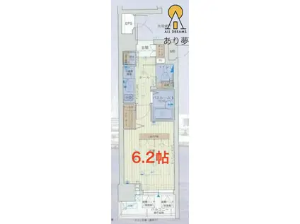 エステムプラザ横濱みなとみらいウエスト(1K/8階)の間取り写真