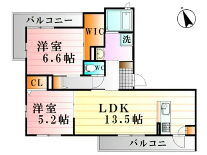 ヴィラ くらら(2LDK/1階)の間取り写真