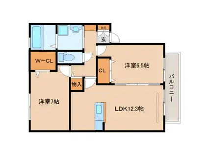 メゾンプレミールB(2LDK/2階)の間取り写真