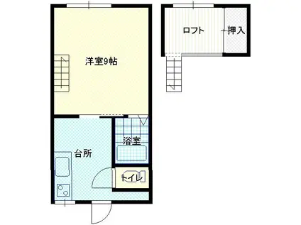 ヒルズヨシダ1号館(1K/2階)の間取り写真