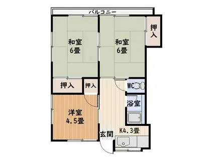 ROCCO田上台I(3K/2階)の間取り写真