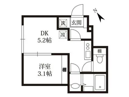 ラフティーヌ・ステラ北小金(1DK/1階)の間取り写真