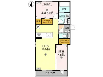 プライム金剛(2LDK/2階)の間取り写真