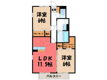 リビングタウン下石倉 B(2LDK/1階)の間取り写真