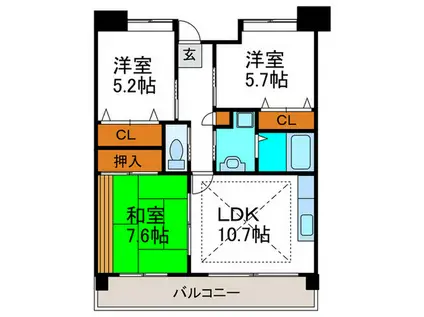 OPH千里西町緑地(3LDK/7階)の間取り写真