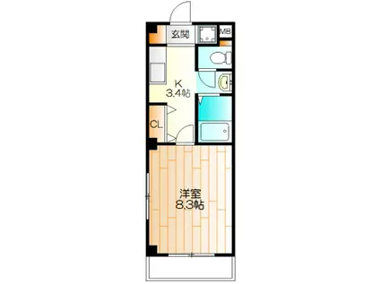 HIYOSHI A-IV(1K/3階)の間取り写真