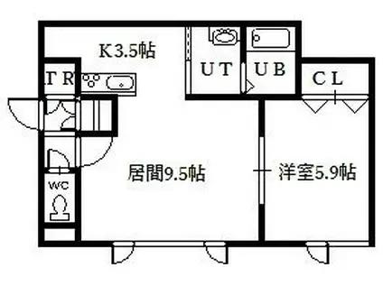 ラ・トゥール(1LDK/2階)の間取り写真