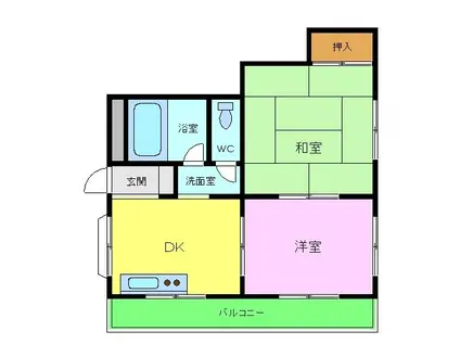 ユンケンハイム(2DK/1階)の間取り写真