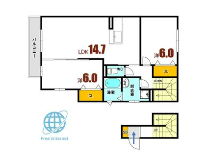 クレールコート(2LDK/2階)の間取り写真