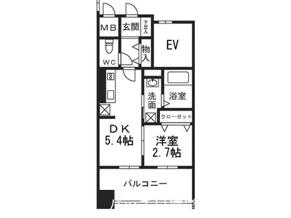 MODERN PALAZZO 大濠NORD(1DK/2階)の間取り写真